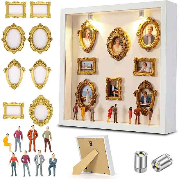 Rámeček na fotografie s Led světly Mini Multi Foto Galerie Koláž Diy Bílá