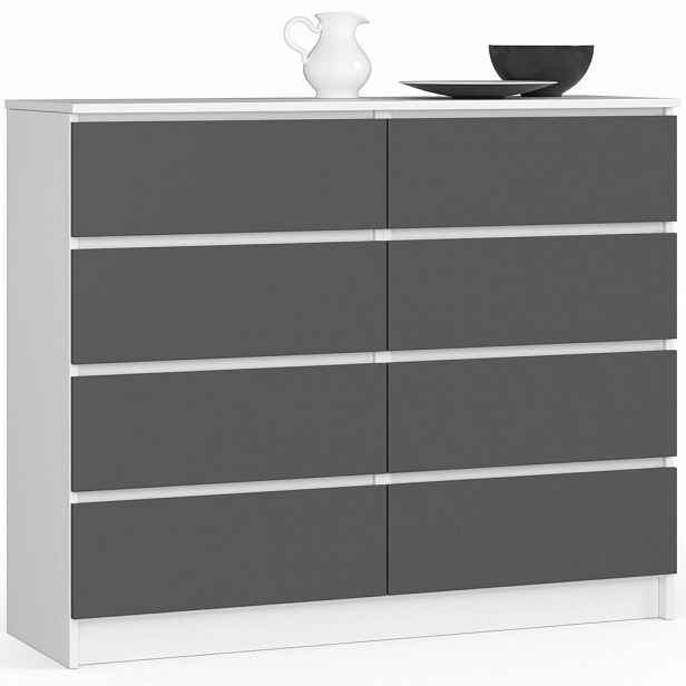 RAUMHIRSCH FURNITURE KOMODA bílá, grafitově šedá 99/120/40