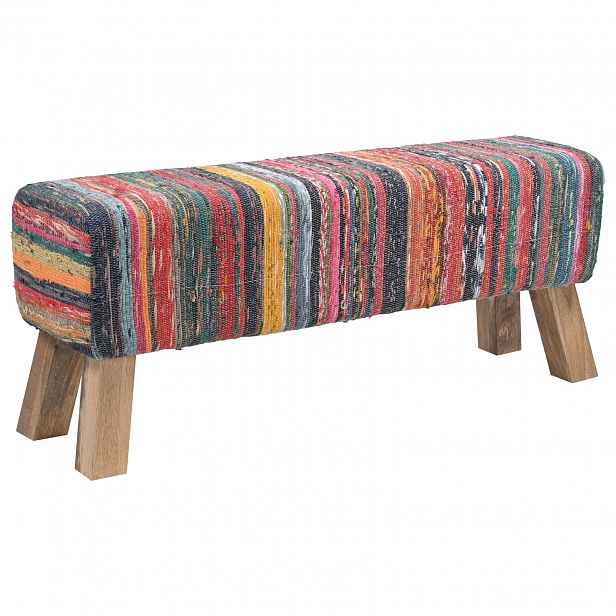 vidaXL lavice 110 x 30 x 45 cm Pravá kůže Vícebarevný