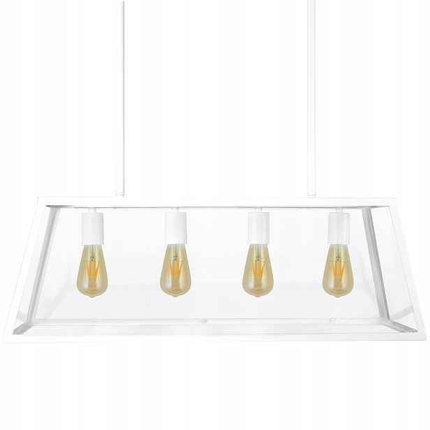Závěsná lampa lustr bílý skleněný loft do obývacího pokoje 78 cm 4 body Polux