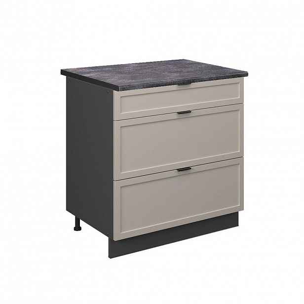 Vicco SPODNÍ SKŘÍŇKA KUCHYŇSKÉ LINKY Fame-Line GreyBeige 80 cm se 3 zásuvkami, PD Antracit