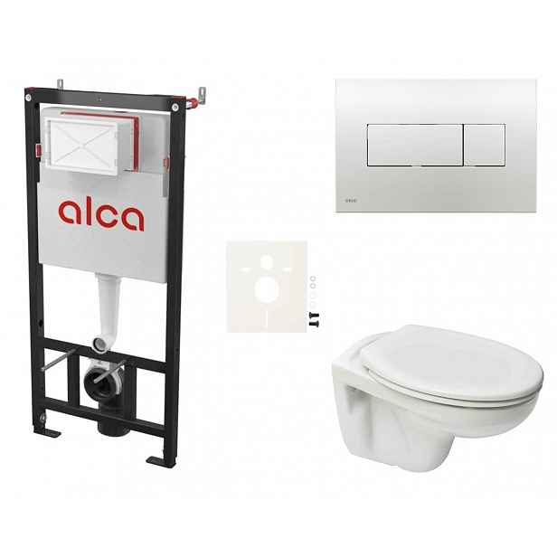 Závěsný set WC S-line PRO rimless, nádržka Alcaplast Sádromodul, tlačítko chrom lesk SIKOASP5