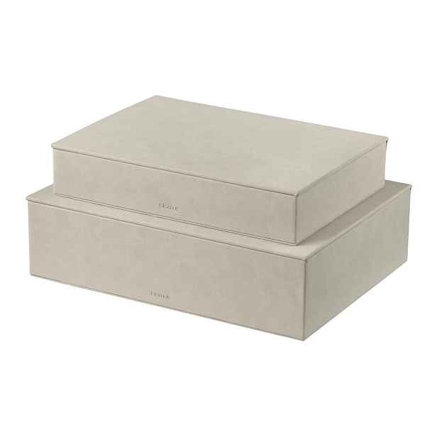 Béžové úložné boxy v sadě 2 ks s víkem z umělé kůže 40x30x11 cm Sahla – Blomus