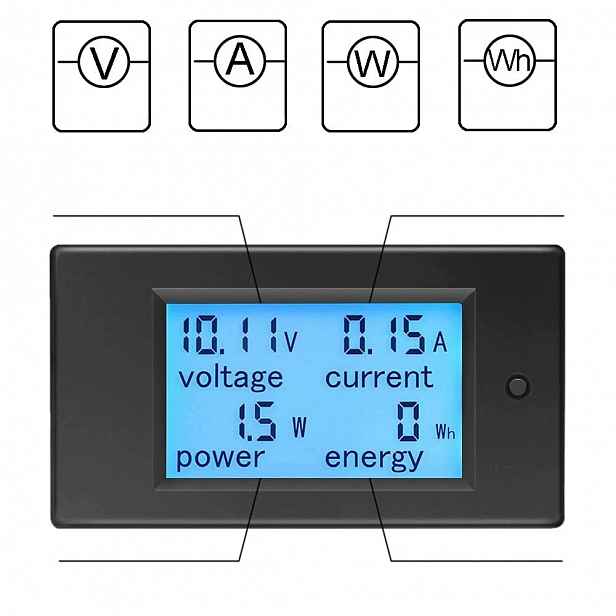 Digitální Měřič Výkonu DC 8-100 V 100 A LCD S Ampérmetrem A Bočníkem