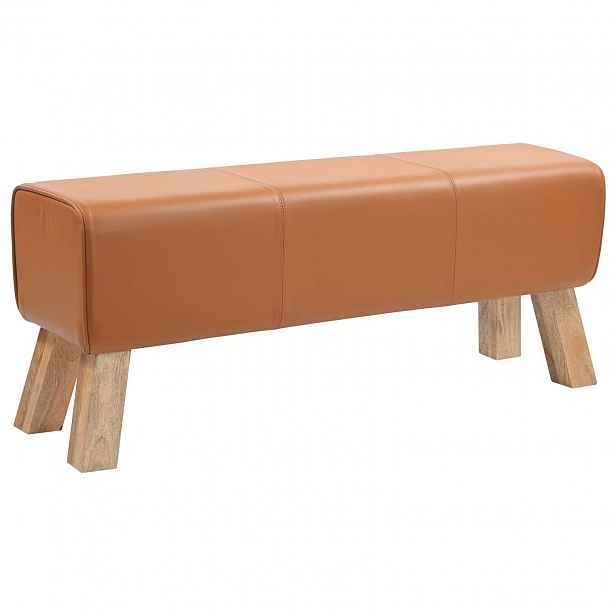 vidaXL lavice 110 x 30 x 45 cm Pravá kůže Hnědá