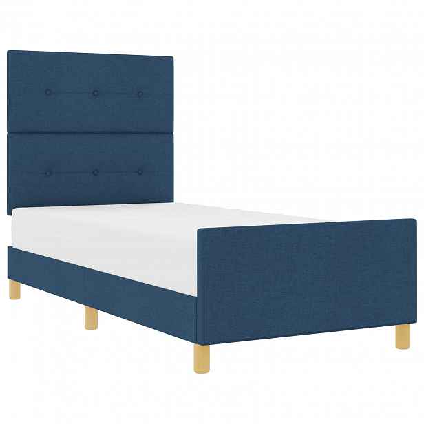 vidaXL Rám postele s čelo Modrá 100 x 200 cm textil