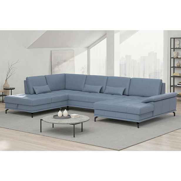 Sit & More SEDACÍ SOUPRAVA, kůže, šedomodrá