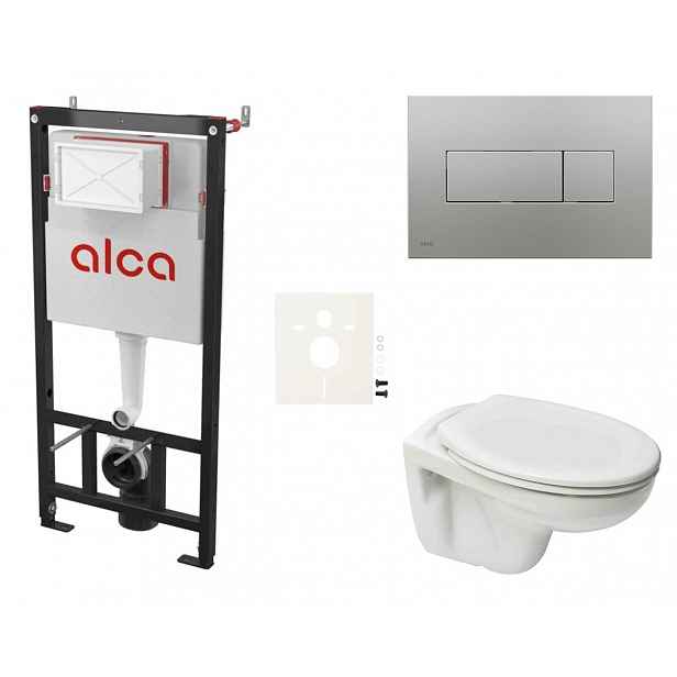 Závěsný set WC S-line PRO rimless, nádržka Alcaplast Sádromodul, tlačítko chrom mat SIKOASP6