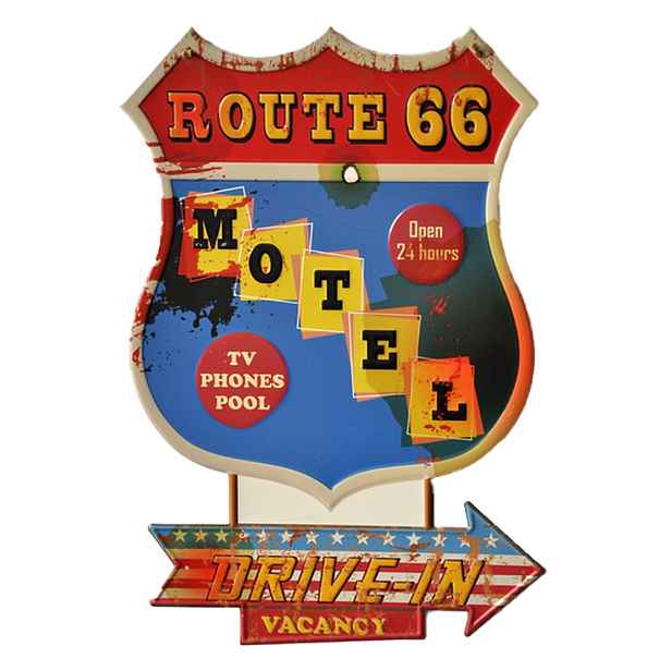 Nástěnná kovová cedule Motel Route 66 - 43*1*63 cm Clayre & Eef