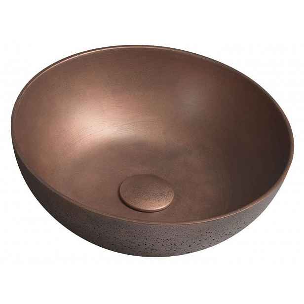 Sapho Formigo - Umyvadlo na desku průměr 39 cm, bez přepadu, bez otvoru pro baterii, matná měď FG320