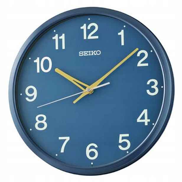Čitelný Klasický Modrý Kulatý Japonský Hodinový Stroj Seiko QHA019E 30,5 cm