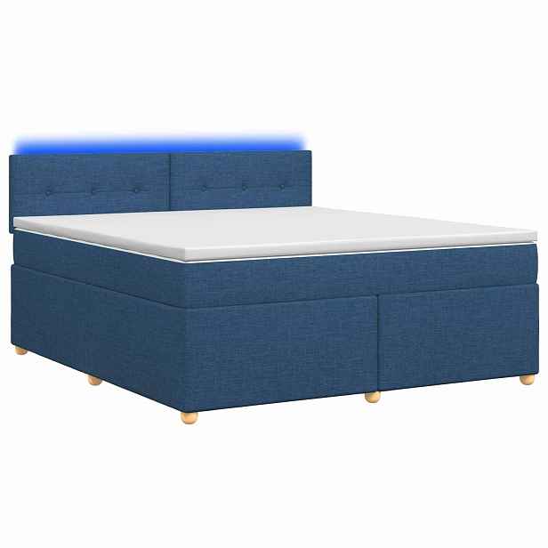 vidaXL Postel boxspring s matrací s čelo Modrá 160 x 200 cm Textil
