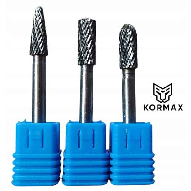 Rychlootáčkový frézovací rotační pilník 8 mm na kov s karbidem Set 3ks