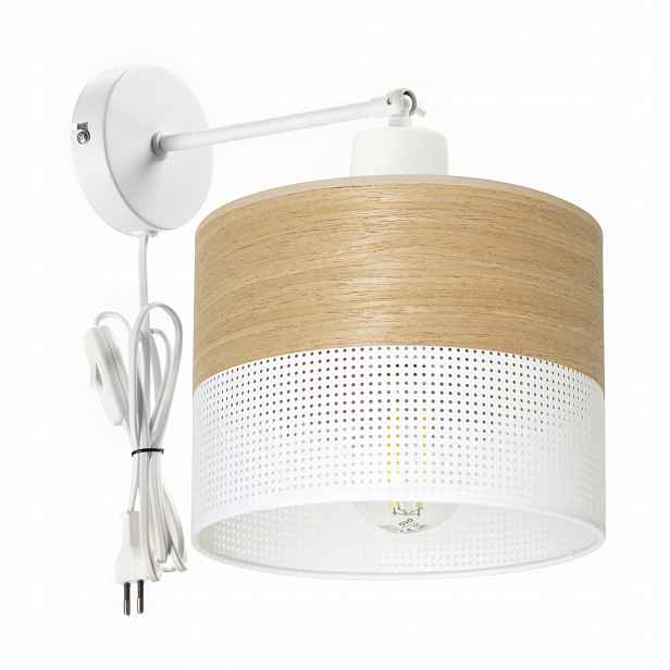 Nástěnná Lampa Nástěnná Ažurová Stínidlo 20 CM Díry Zástrčka Dřevo Loft Polská