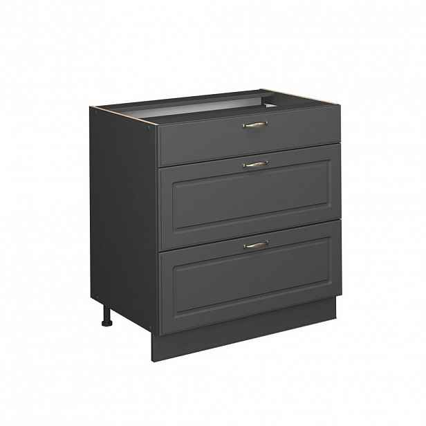 Vicco SPODNÍ SKŘÍŇKA KUCHYŇSKÉ LINKY Fame-Line Anthrazit-Gold Landhaus 80 cm se 3 zásuvkami, bez pracovní desky