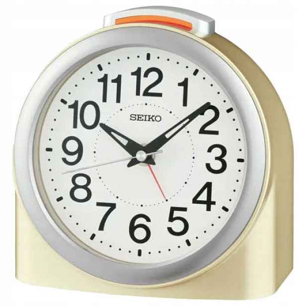 Čitelný Zlatý Budík Seiko QHE211G Netyká Podsvícení 12x13 cm