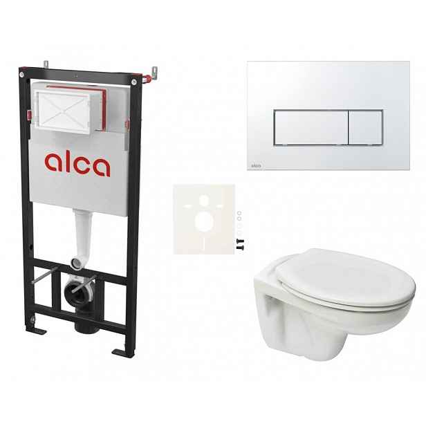 Závěsný set WC S-line PRO rimless, nádržka Alcaplast Sádromodul, tlačítko chrom lesk SIKOASP8