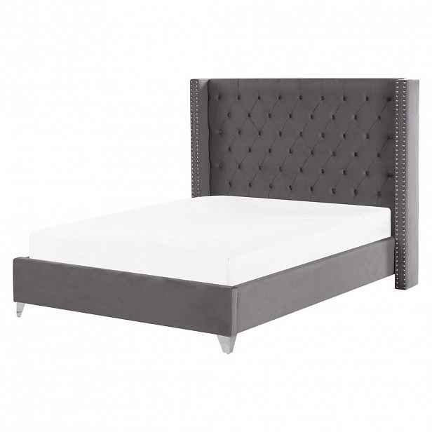 Beliani ČALOUNĚNÁ POSTEL 160/200 cm Šedá Lubbon