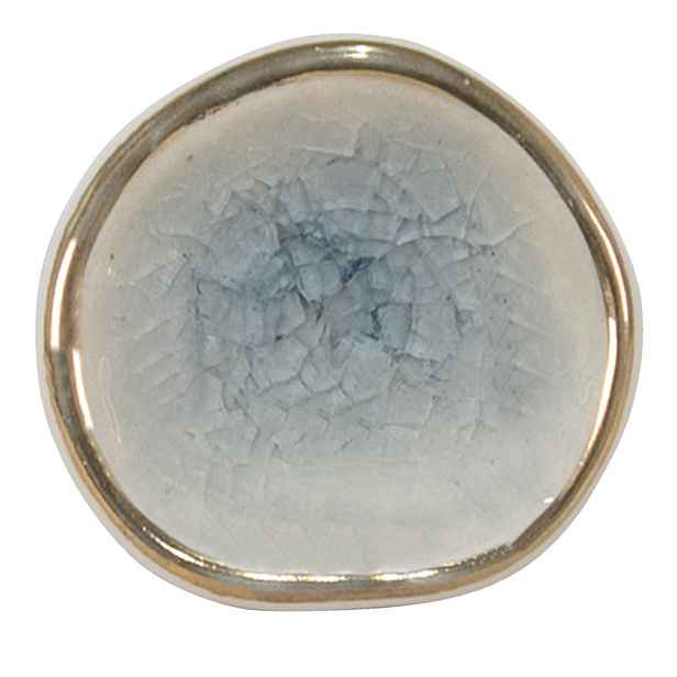 Bílo-modrá antik úchytka se zlatým okrajem a popraskáním Azue - 4*4*7 cm Clayre & Eef