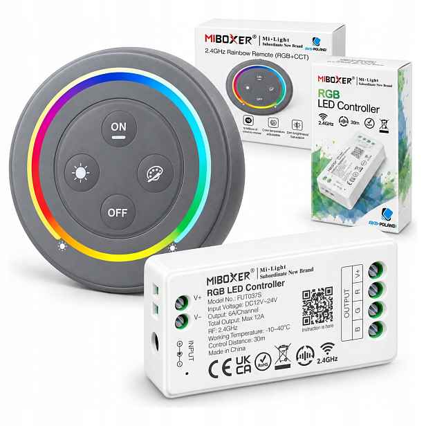Led Ovladač Dálkový Ovladač Na Stěnu Rgb MiBOXER Šedý S2 216W FUT037S Set