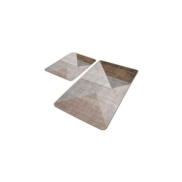 Šedo-hnědé sametové koupelnové předložky v sadě 2 ks 60x100 cm – Mila Home