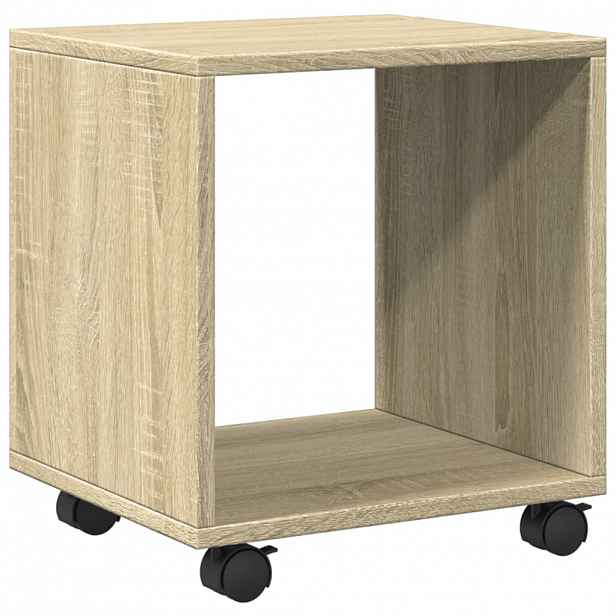 vidaXL Skříňka na kolečkách kouřový dub 37x33x42,5 cm kompozitní dřevo