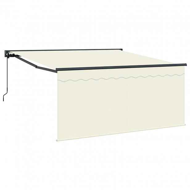 vidaXL Stahovací markýza Krémová 350 x 250 cm Polyester a hliník