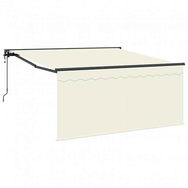 vidaXL Stahovací markýza Krémová 350 x 250 cm Polyester a hliník