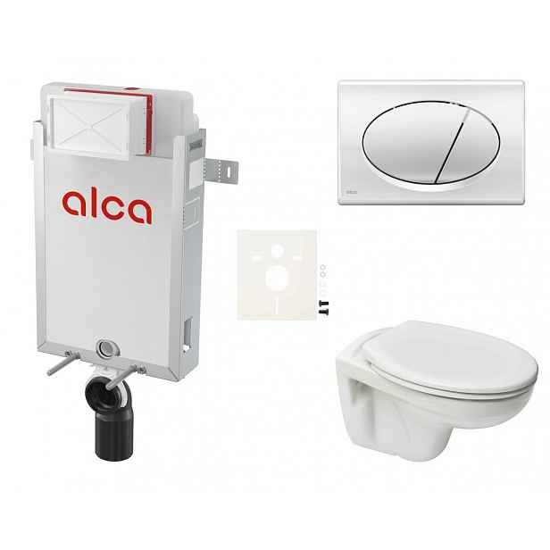 Závěsný set WC S-line PRO rimless, nádržka Alcaplast Renovmodul, tlačítko chrom lesk SIKOAP2