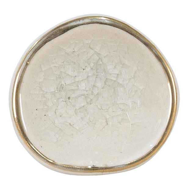 Bílá antik úchytka se zlatým okrajem a popraskáním Azue - 4*4*7 cm Clayre & Eef