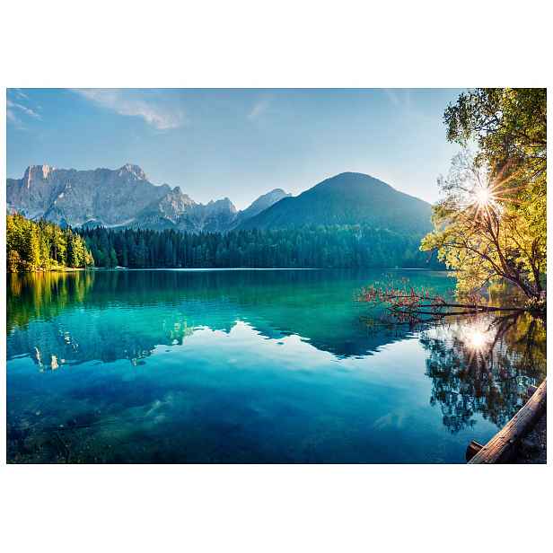 Vliesová fototapeta Jezero v horách krajina les příroda 200x140 lepidlo