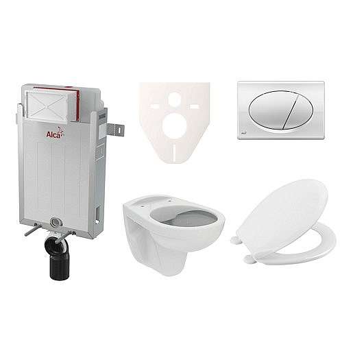 Závěsný set WC S-line PRO rimless, nádržka Alcaplast Renovmodul, tlačítko chrom lesk SIKOAP2