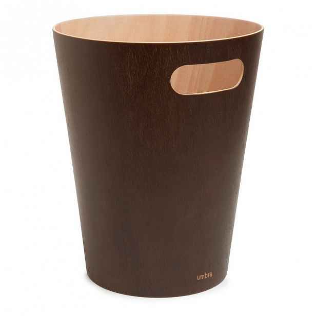 Hnědý odpadkový koš Umbra Woodrow, 7,5 l