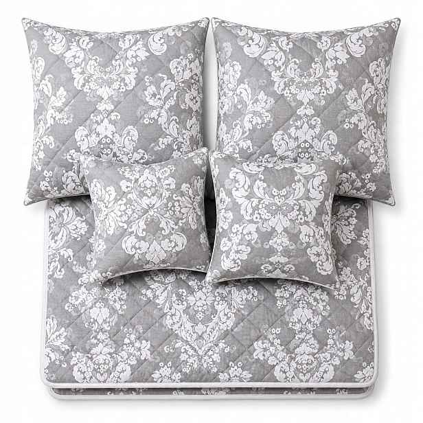 Letní přikrývka 200x220 šedé ornamenty bavlněné povlečení Bez Oblékání