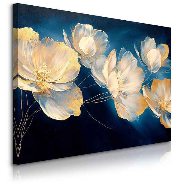Muralo OBRAZ NA PLÁTNĚ do Ložnice Květiny Rostliny Příroda Malba 120cm x 80cm