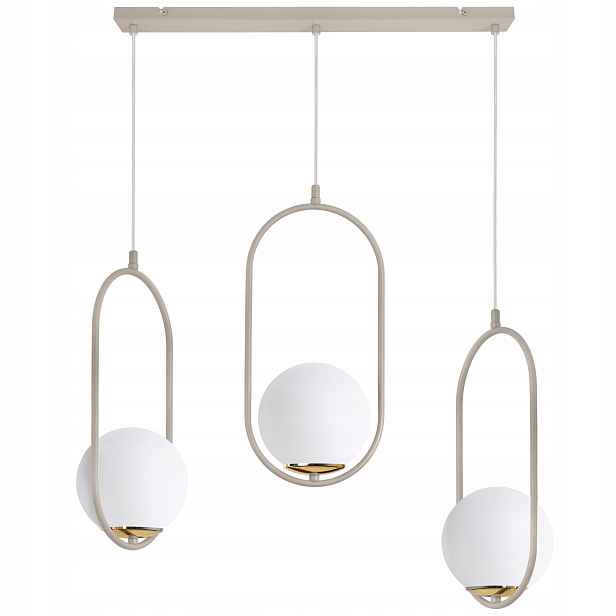 Závěsná Stropní Lampa Lustr Bílé Skleněné Koule Béžová Kašmír Glamour