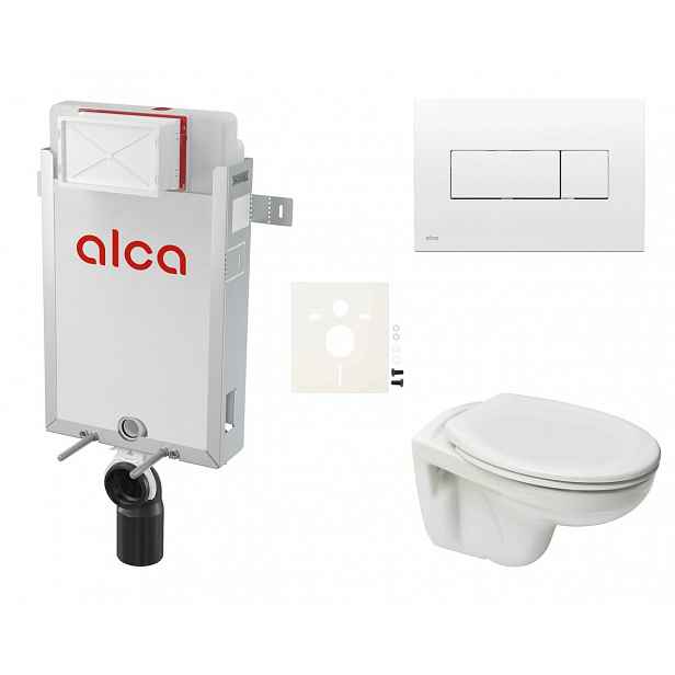 Závěsný set WC S-line PRO rimless, nádržka Alcaplast Renovmodul, tlačítko bílé SIKOAP4