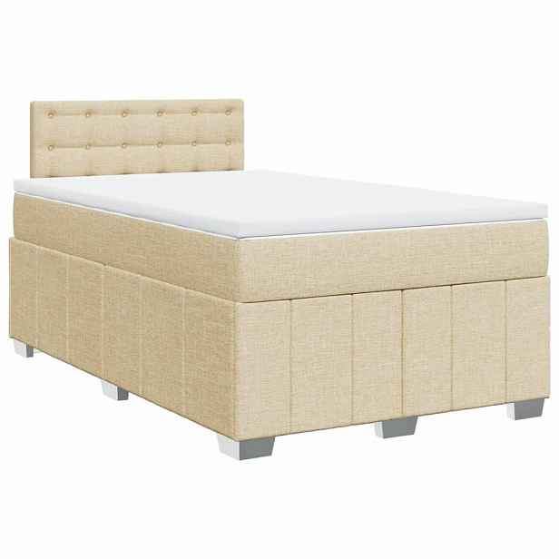 vidaXL Box spring postel s matrací krémová 120x190 cm textil