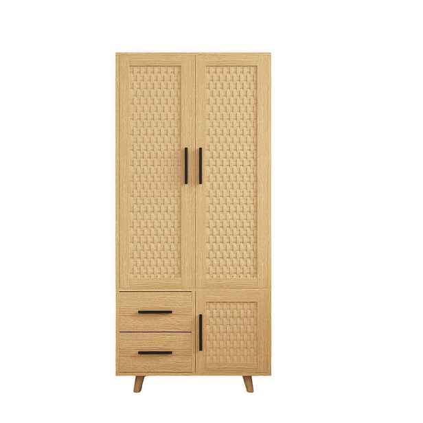 SHOPENTRA ŠATNÍ SKŘÍŇ 80x52x166cm Přírodní design s šatními tyčemi