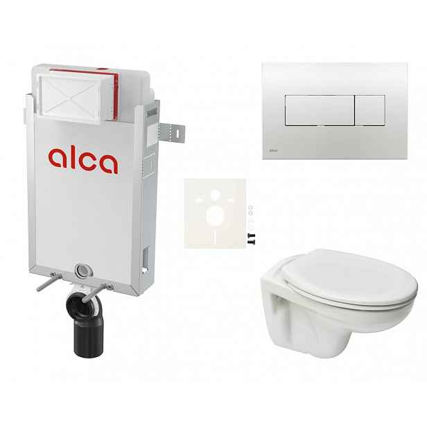 Závěsný set WC S-line PRO rimless, nádržka Alcaplast Renovmodul, tlačítko chrom lesk SIKOAP5