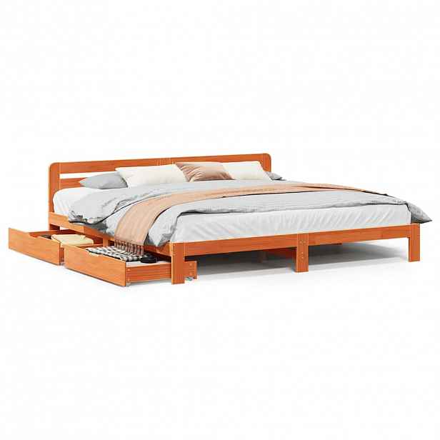 vidaXL Postel bez matrace voskově hnědá 200 x 200 cm masivní borovice