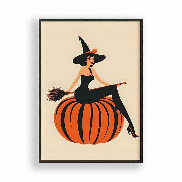 Halloweenský Plakát A3, černý dřevěný Rámeček , 30x42 cm