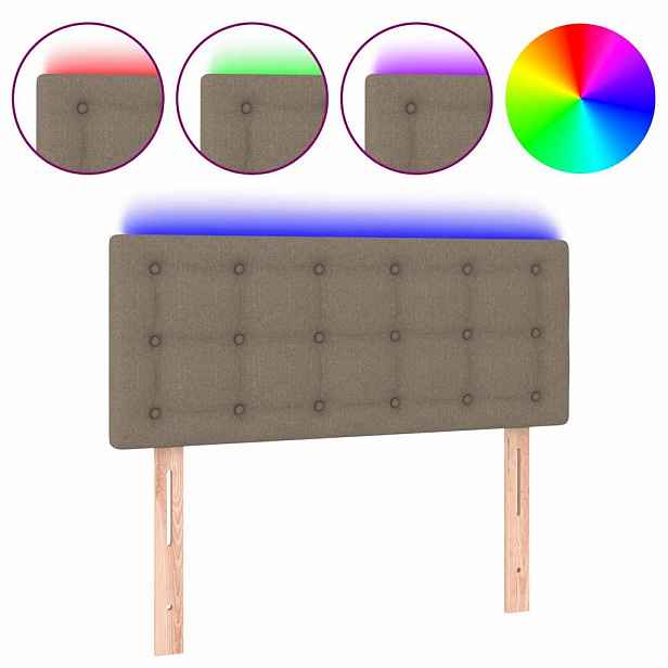 vidaXL Čelo postele s LED taupe 90x5x78/88 cm textil