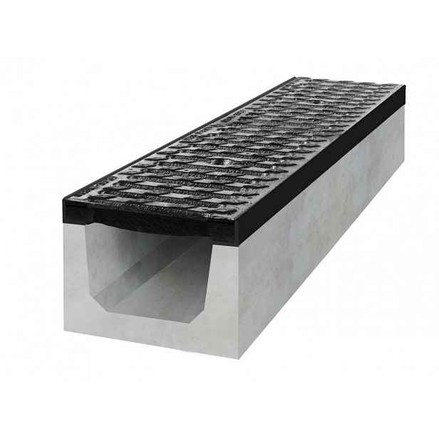 Gutta Betonový žlab B125 s litinovou mříží, d. 1000 x š. 200 x v. 200 mm
