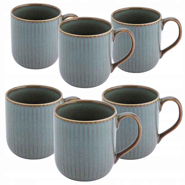 Porcelánové hrnky na kávu, sada 6 šálků Altom Design Reactive Sage 400 ml