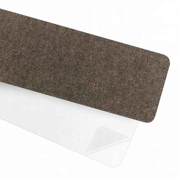 Schodišťový koberec samolepicí, protiskluzový, rovný 76 x 20 cm, hnědý, 15ks