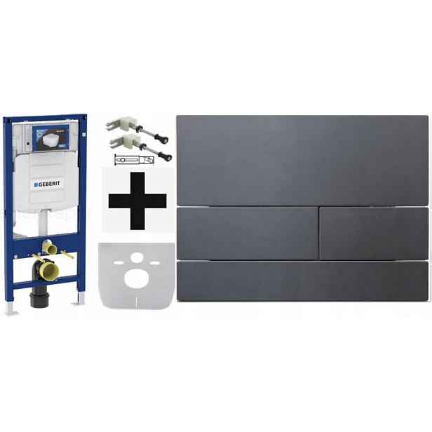 Wc rám Geberit Duofix UP320 podpěry tlačítko Ocel T2 Gun Metal podložka