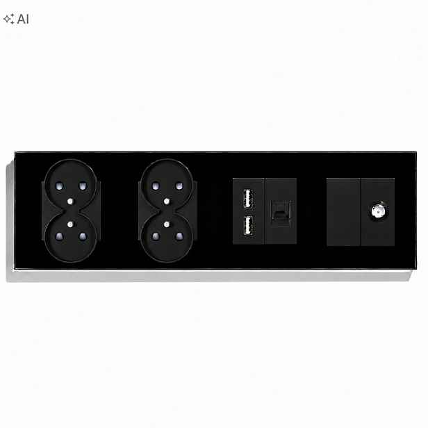 Elektrický Skleněný Panel Čtyřnásobný 2×USB RJ45 Sata F 2 Zásuvky