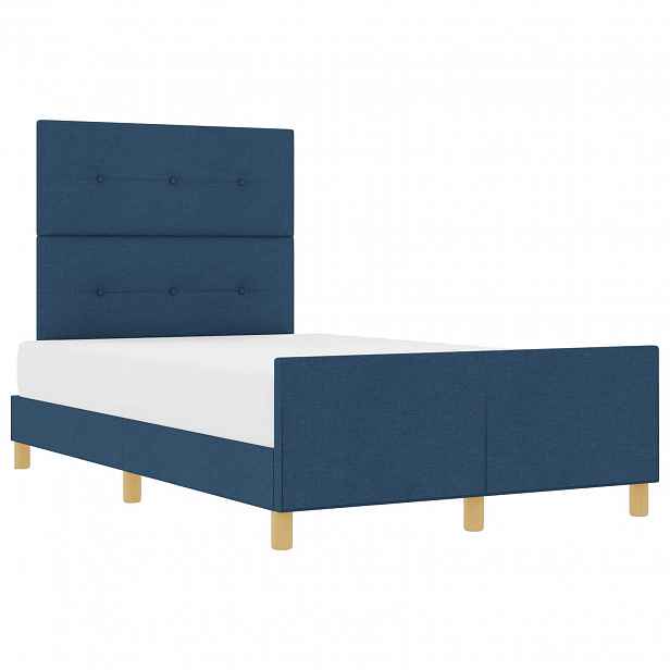 vidaXL Rám postele s čelo Modrá 120 x 190 cm textil