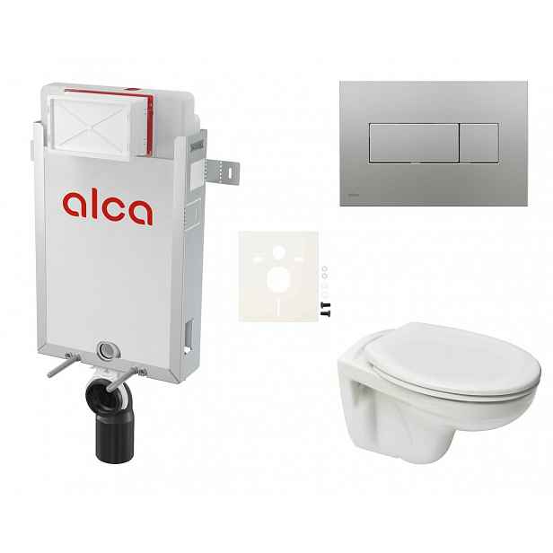 Závěsný set WC S-line PRO rimless, nádržka Alcaplast Renovmodul, tlačítko chrom mat SIKOAP6